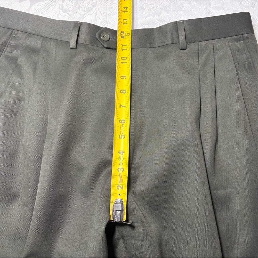 MENS PAZONI DRESS PANTS SIZE 36 X 30 100% WOOL MADE IN ITALY Color Olive - Picture 5 of 6